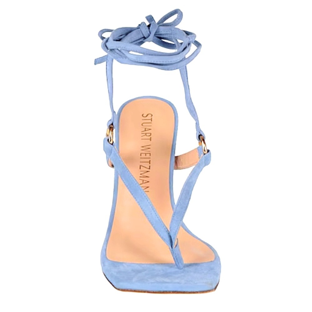 Stuart Weitzman Womens Size 8 Lalita Strappy Suede Periwinkle Blue Heel Sandals